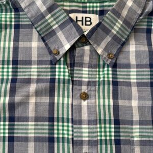 Men's Blue and Green Plaid Shirt